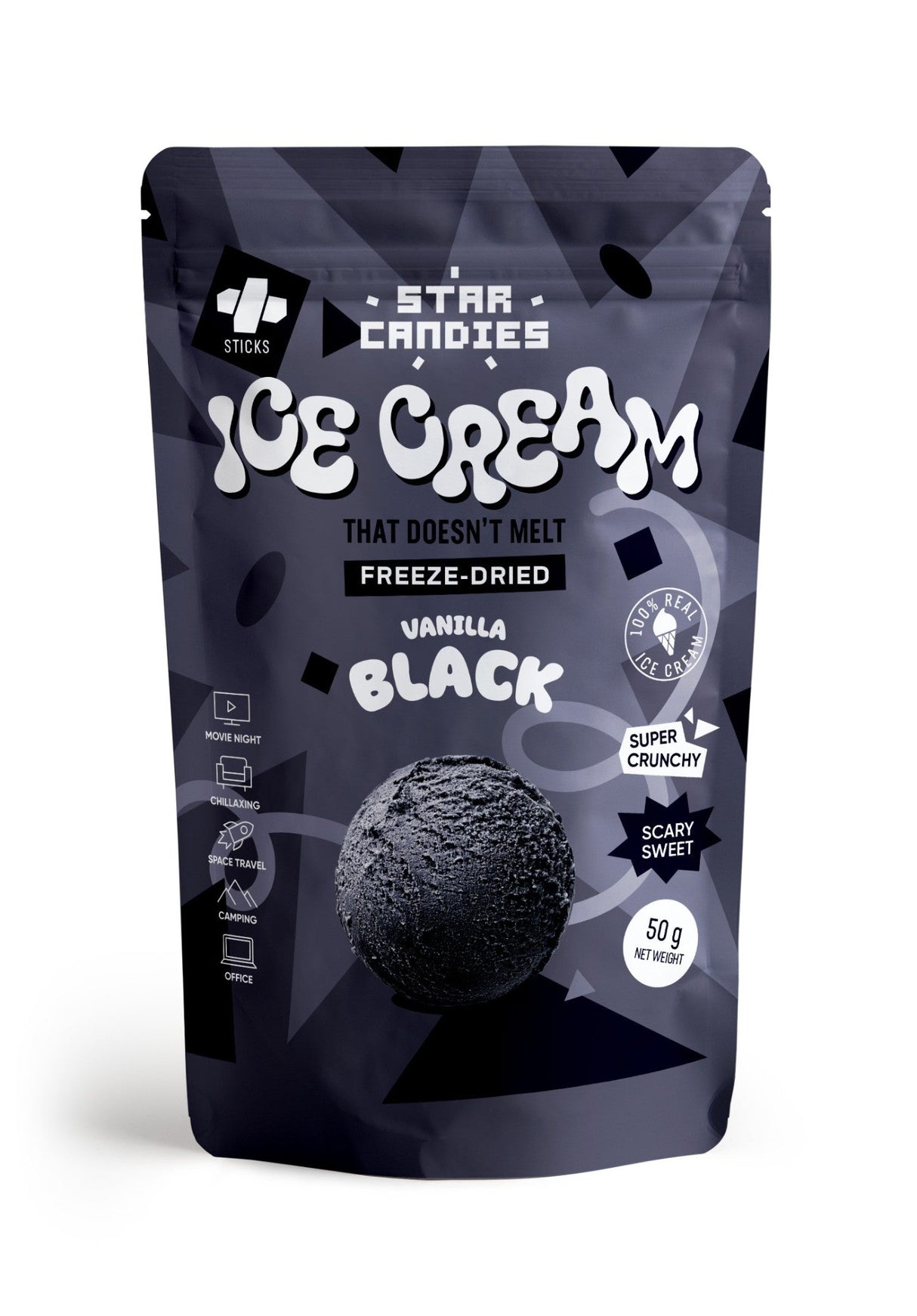 Star Candies Freeze-Dried Ice Cream Black Vanilla 6 x 50g