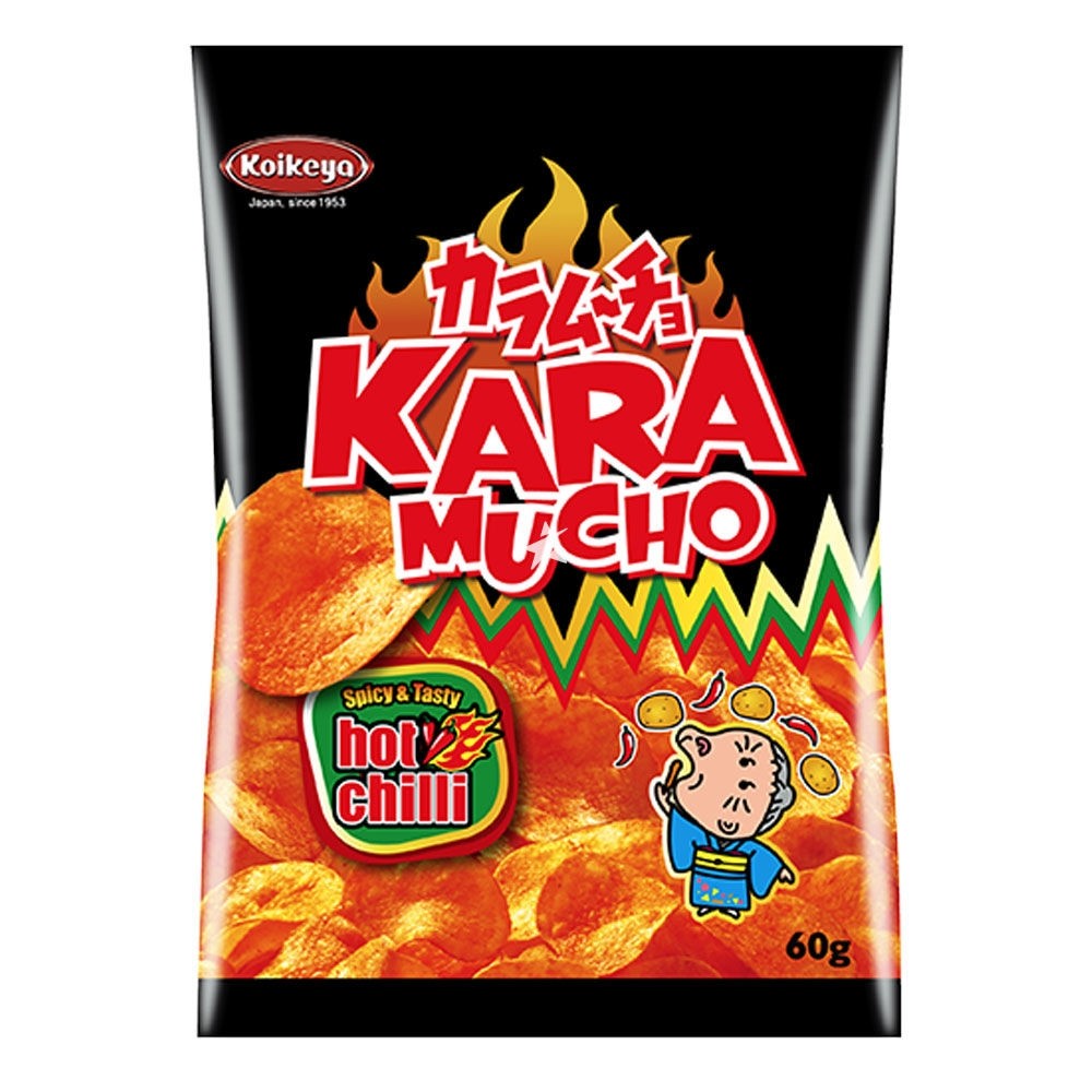 Karamucho Flat Potato Chips Hot Chili 12 x 60g DDM 2025-02