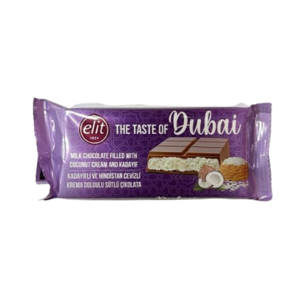 Elit Dubai Milk Chocolate Coconut Cream & Kadayif 12 x 90g