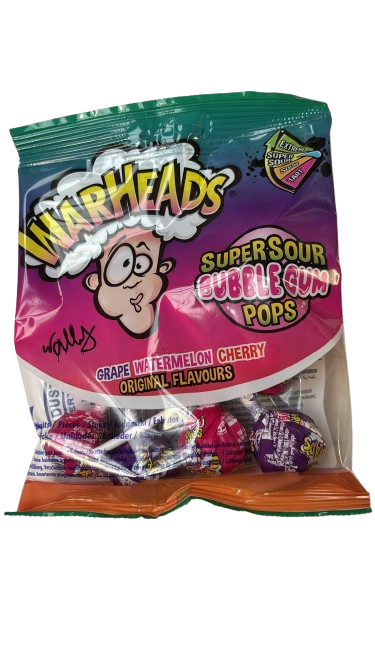 Warheads Bag Super Sour Bubblegum Pops 22 x 105g