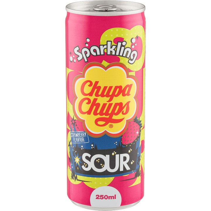 Chupa Chups Sparkling Sour Strawberry 24 x 250ml