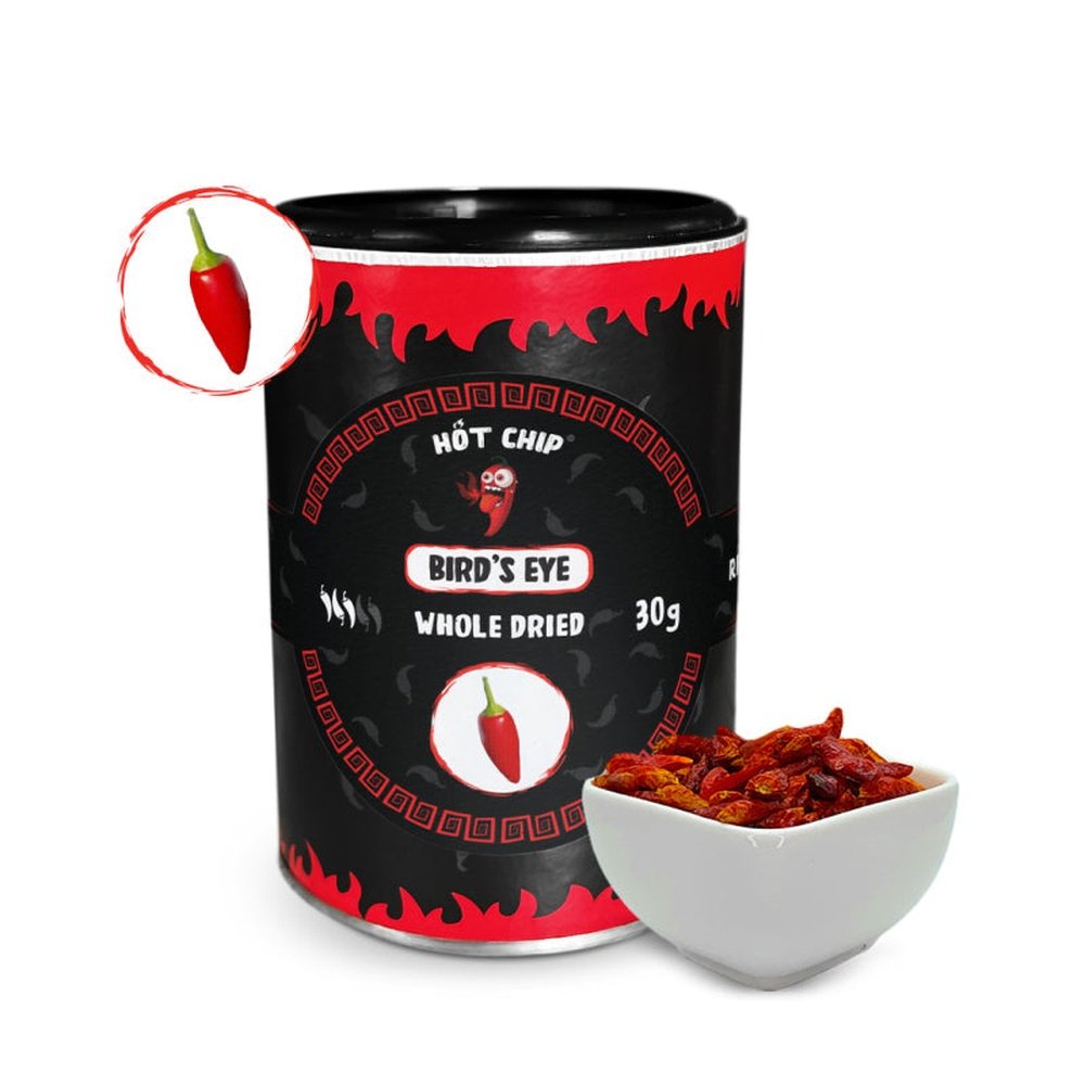 Hot Chip Bird's Eye Dried Chilli Pods 10 x 30g