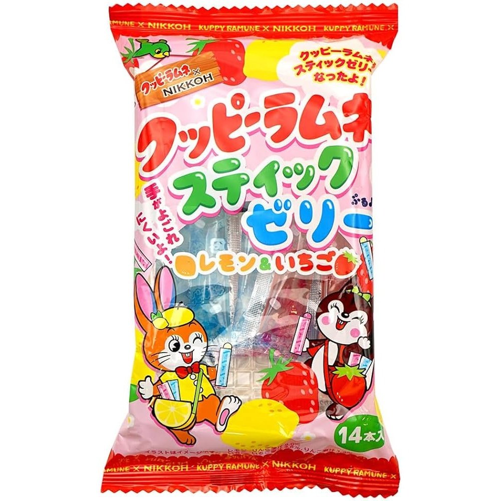 Nikkoh Jelly Stick Lemon &amp; Strawberry 12 x 80g