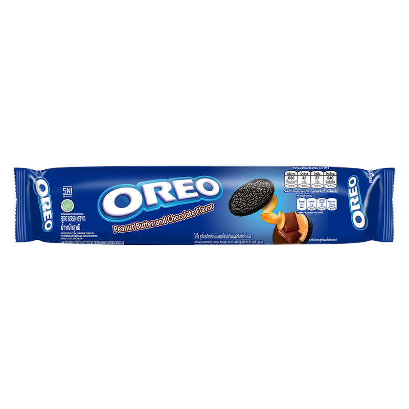 Oreo Roll Sandwich Cookies Peanut Butter & Chocolate 24 x 119.6g DDM 2025-03