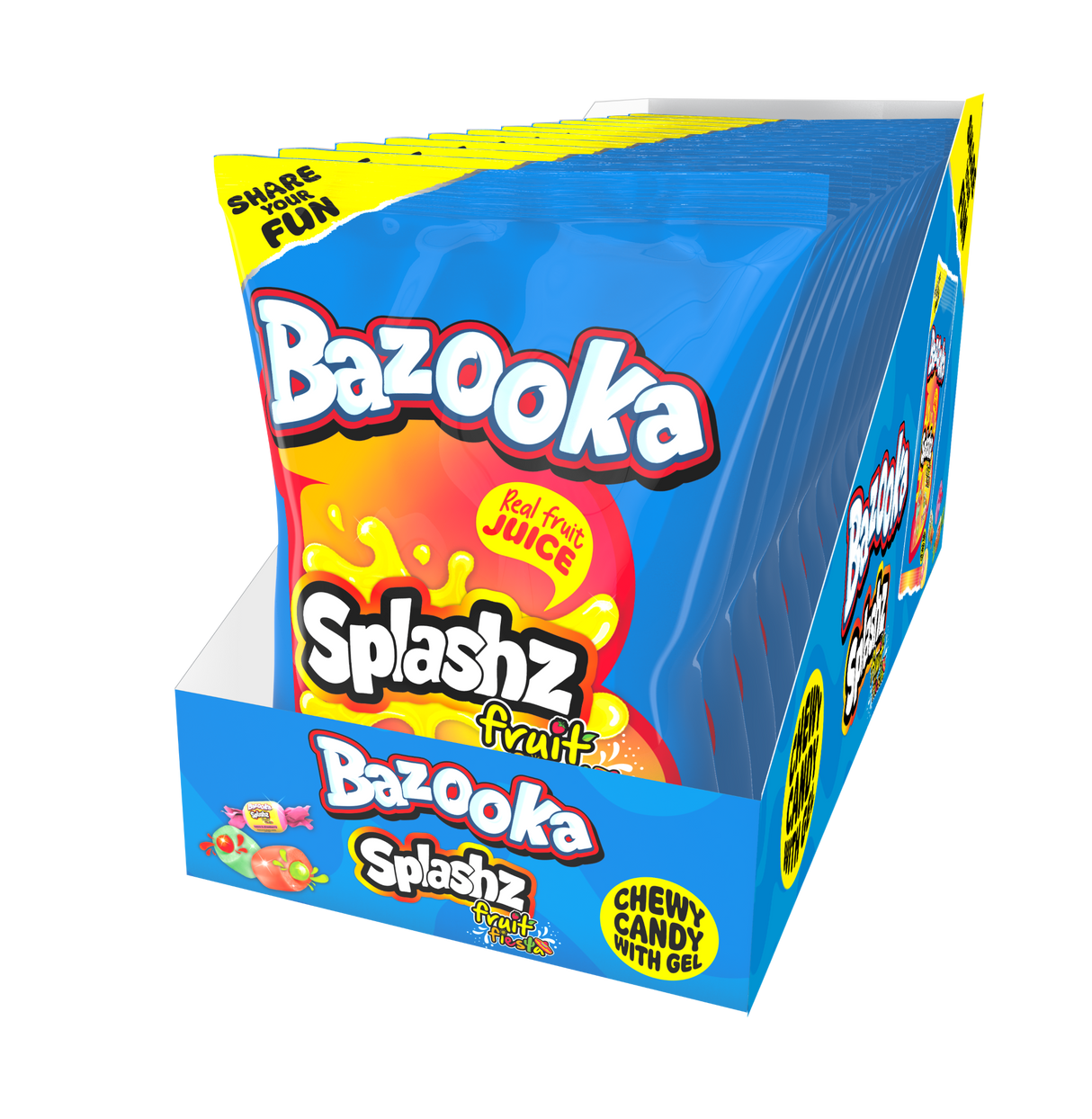 Bazooka Splashz Fruitige Fiesta 12 x 120 g