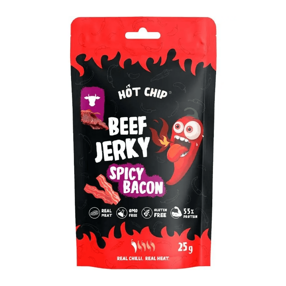 Hot Chip Beef Jerky Pittig Bacon 20 x 25 g