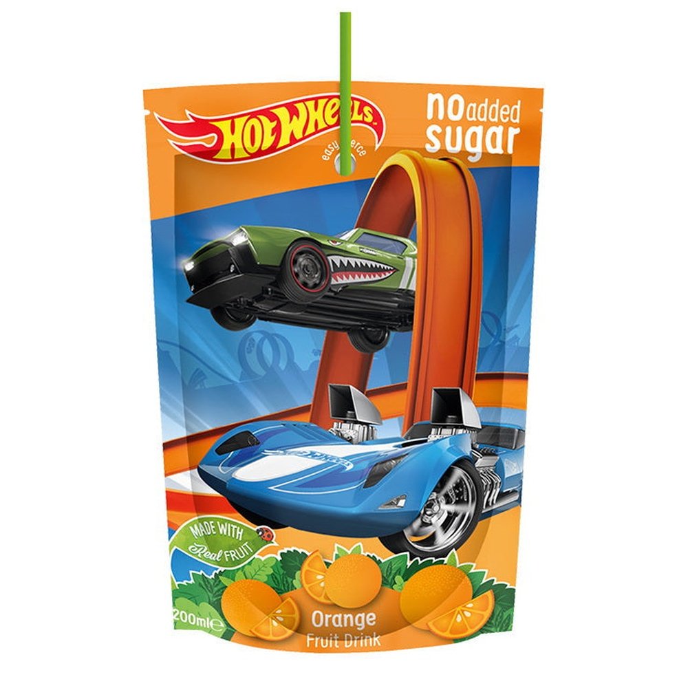 Hot Wheels Fruitzakje Drink Oranje 10 x 200 ml