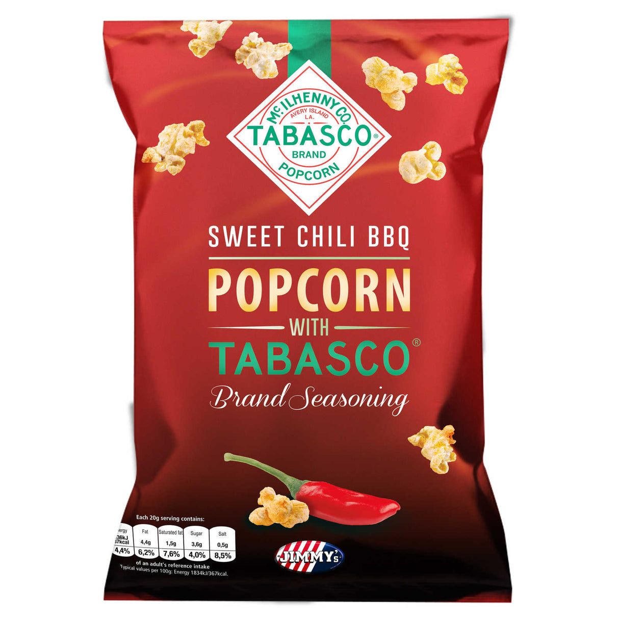 Jimmy's Tabasco Popcorn Sweet Chili BBQ 8 x 90g