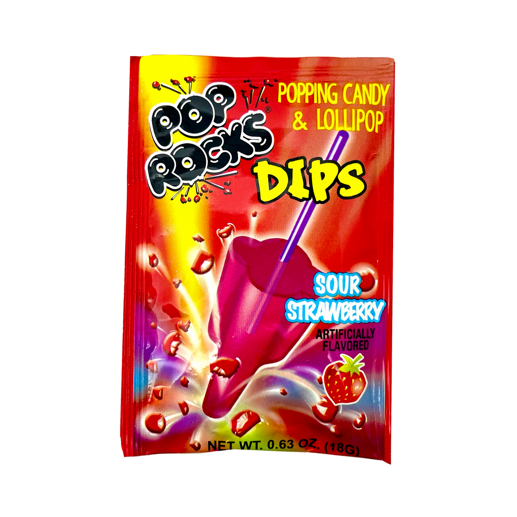 Pop Rocks Dips Popping Candy With Lollipop Sour Strawberry 30 x 18g