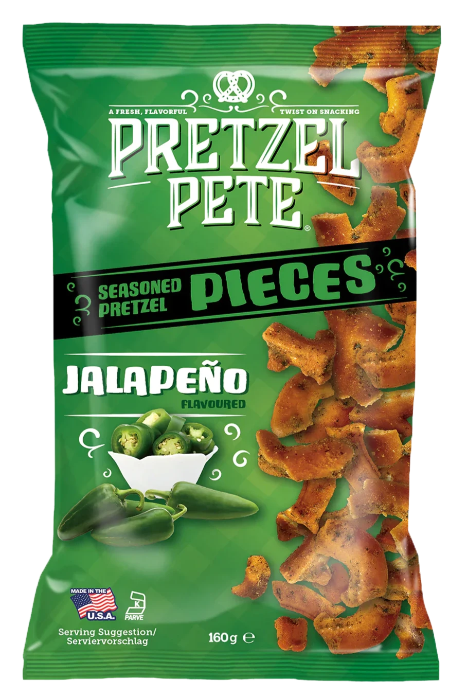 Pretzel Pete Pieces Jalapeno 8 x 160g