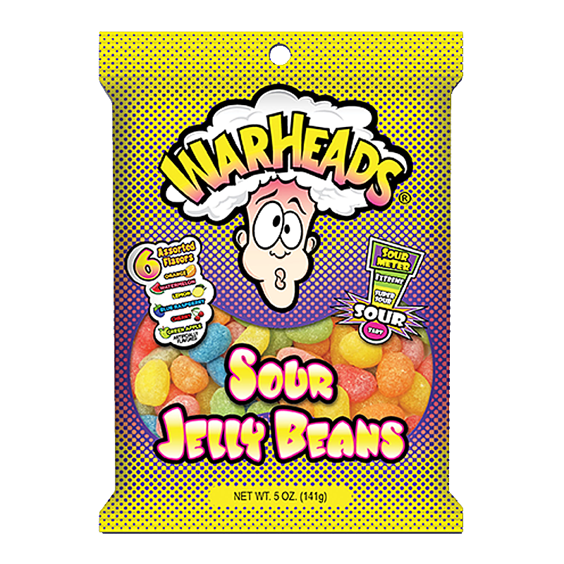 Warheads Sour Jelly Beans Peg Bag 12 x 141g